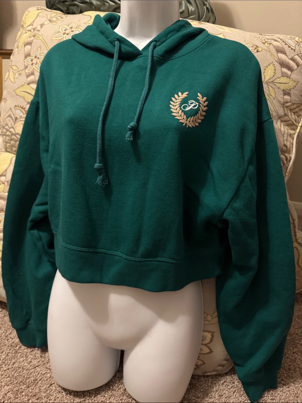 Green Cropped Hoodie